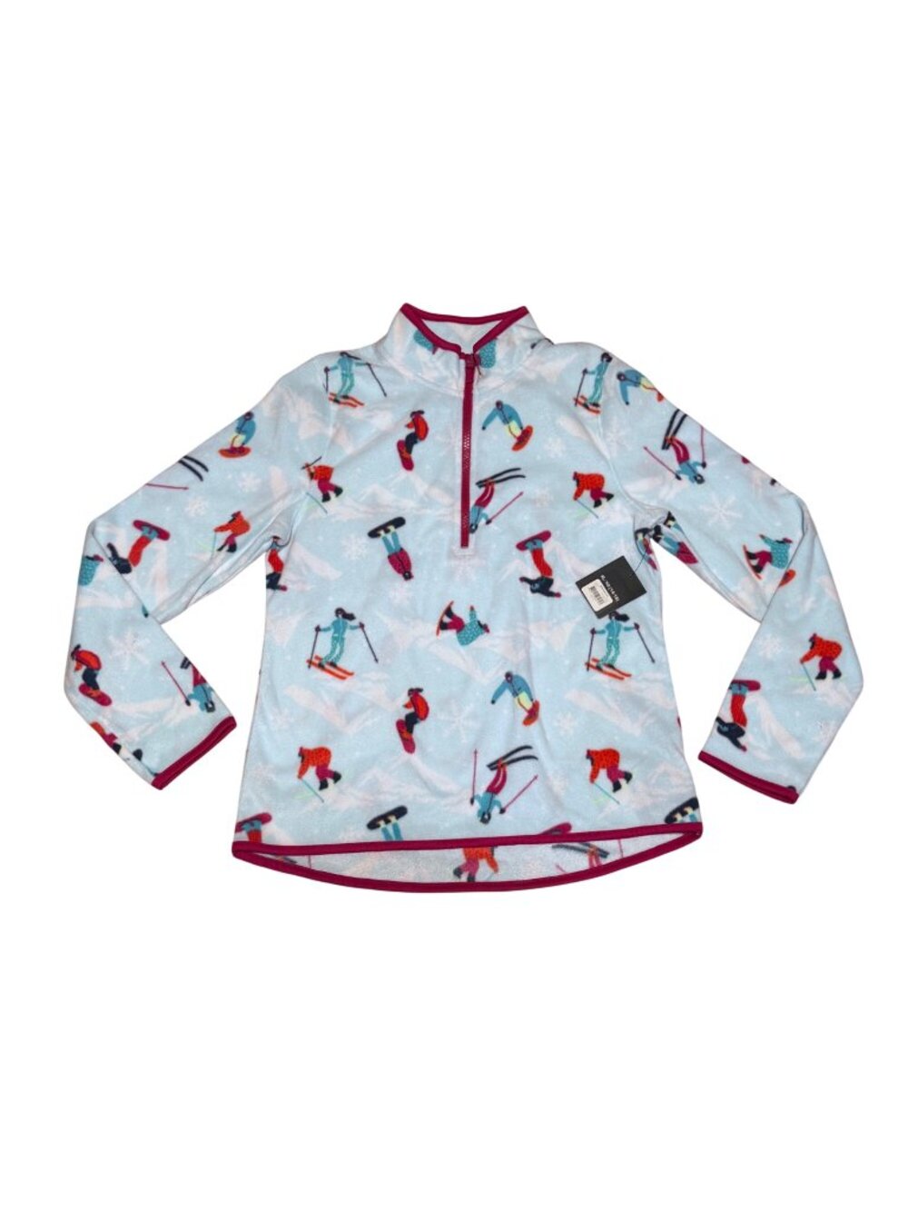 Athletic Works Ski and Snowboard Fleece 1/4 Zip Pullover Blue Pink XL 14/16